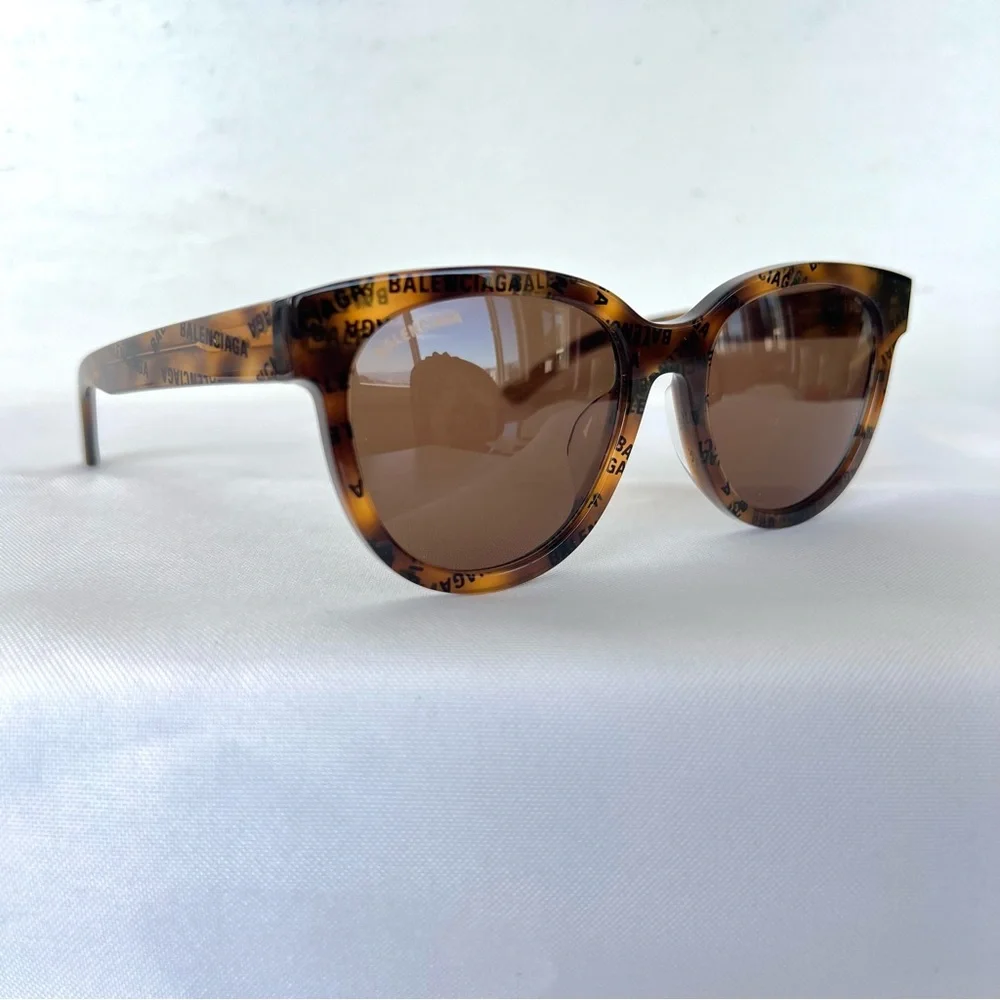 BALENCIAGA BB0077SK Brown Lens Cat Eye Shape Dark Havana Frame Sunglasses NWB #2